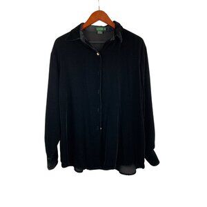 J. Crew Womens Velvet Button-Up Shirt M Black